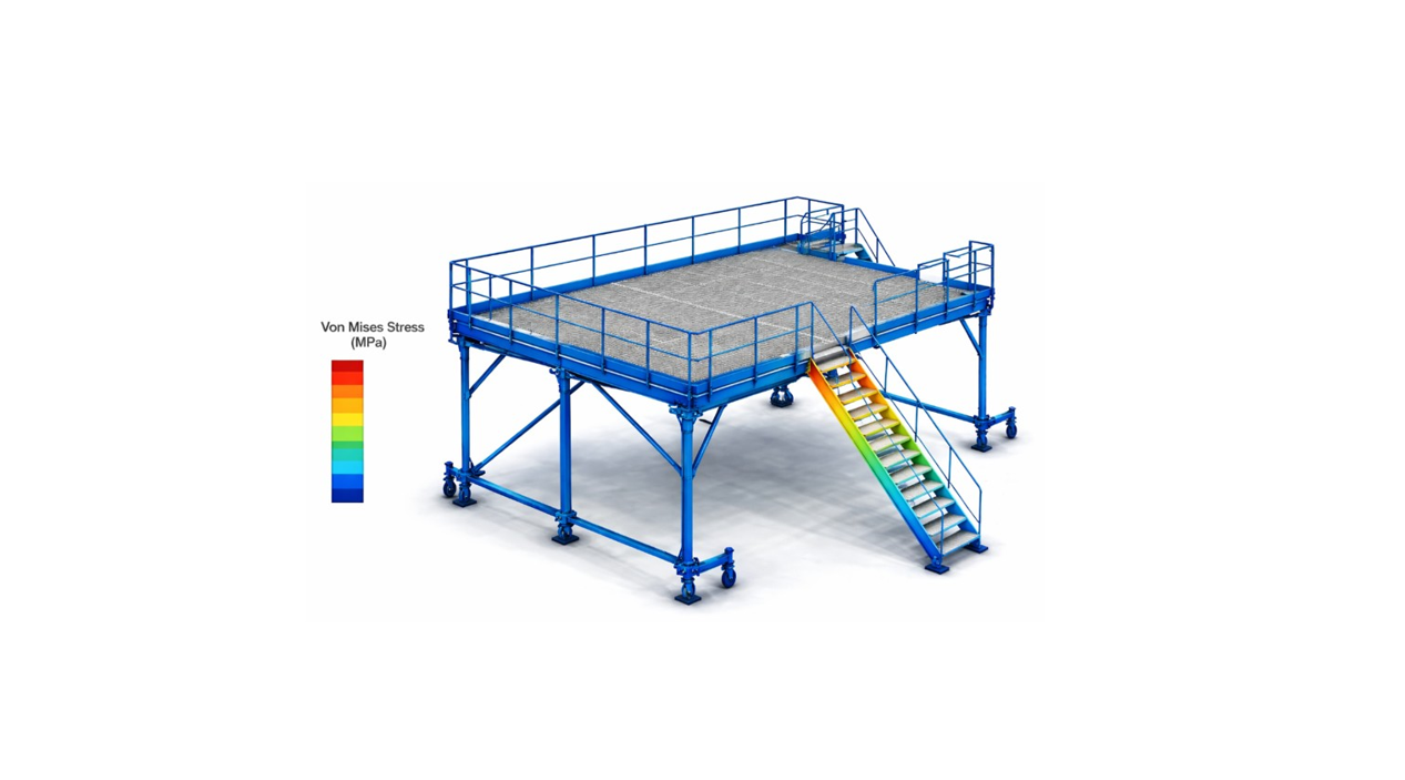 Von Mises stress analysis simulation on safety platform structure